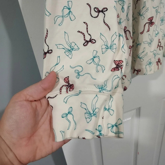 Lands' End Relaxed Fit Christmas Bows Long Sleeve Mock Turtle Neck Size 3X - Picture 7 of 11